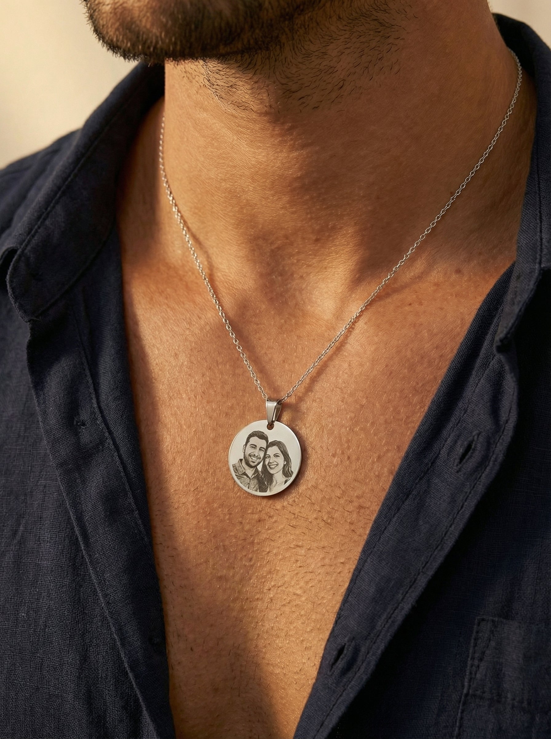 שרשרת חרוטה עיגולה עם תמונה אישית Dream Gifts