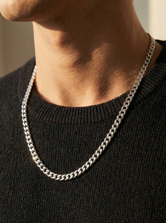 שרשרת חוליות לגבר דגם גורמט עדין 5 מ"מ – שרשרת בייסיק יוקרתית | עיצוב נקי ליום יום ולערב - כסף