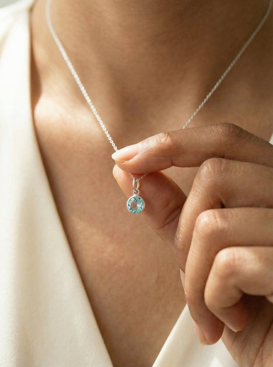 שרשרת עם אבן לידה קריסטל אישית - כסף