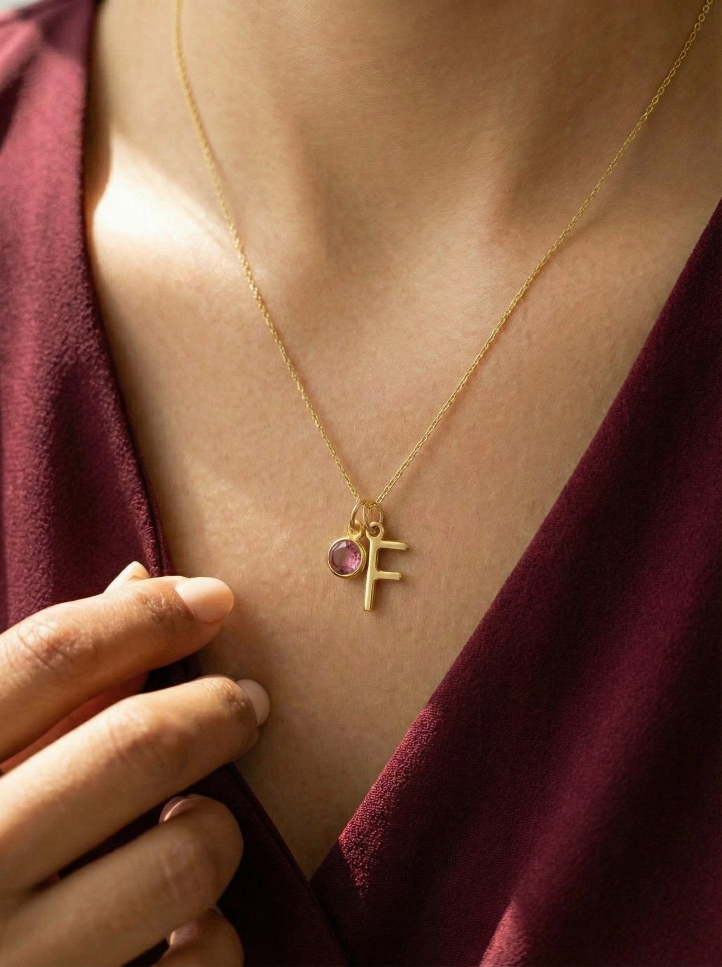 שרשרת עם אות ואבן לידה אישית Dream Gifts