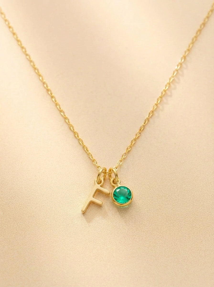 שרשרת עם אות ואבן לידה אישית Dream Gifts