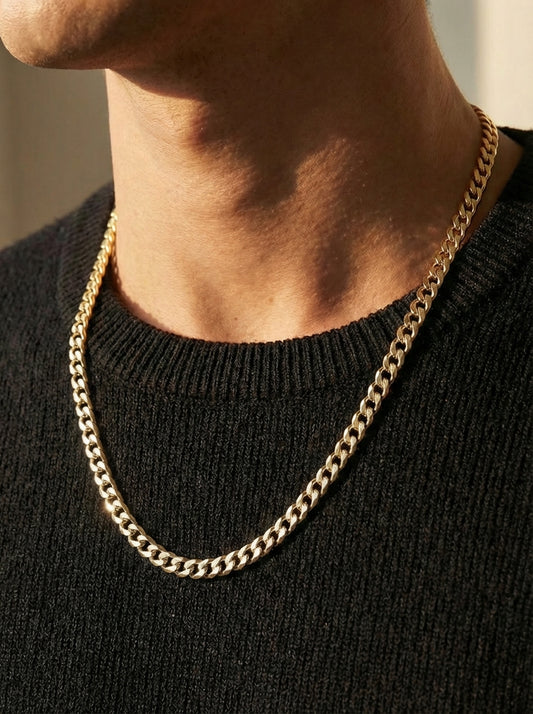 שרשרת חוליות לגבר דגם גורמט עדין 5 מ"מ – שרשרת בייסיק יוקרתית | עיצוב נקי ליום יום ולערב - זהב