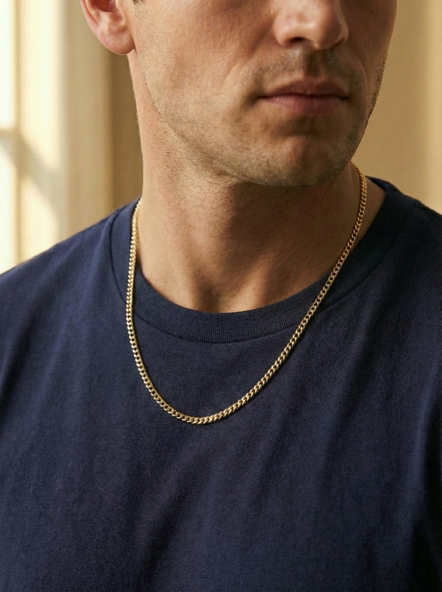 שרשרת חוליות לגבר דגם גורמט עדין3 מ''מ – שרשרת בייסיק יוקרתית | עיצוב נקי ליום יום ולערב