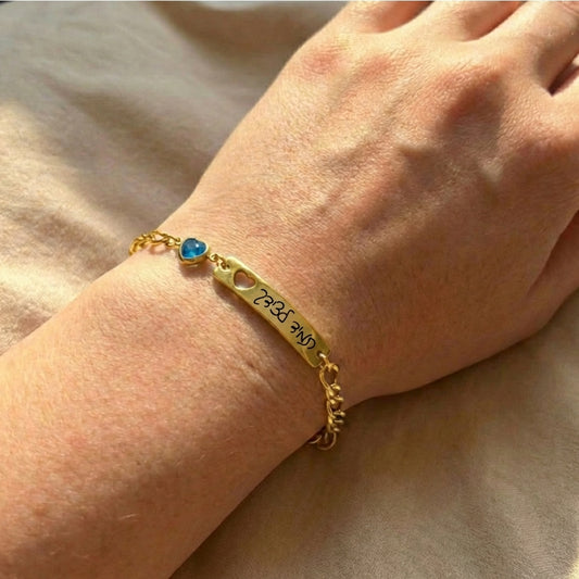 צמיד לאישה תכשיטים עם חריטה אישית של משפט, שם ,תארך למתנה - זהב