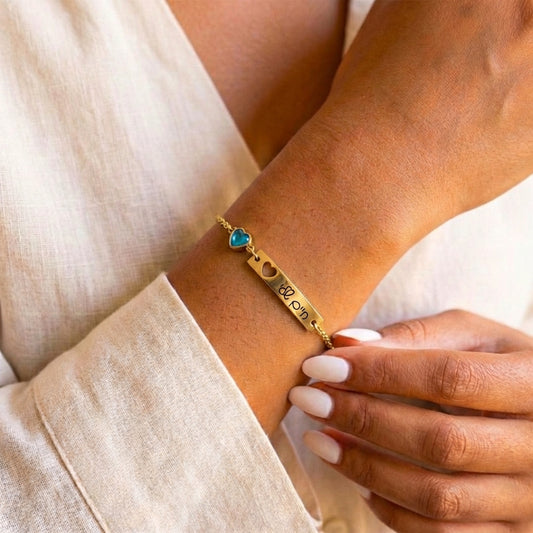 צמיד לאישה תכשיטים עם חריטה אישית של משפט, שם ,תארך למתנה - זהב