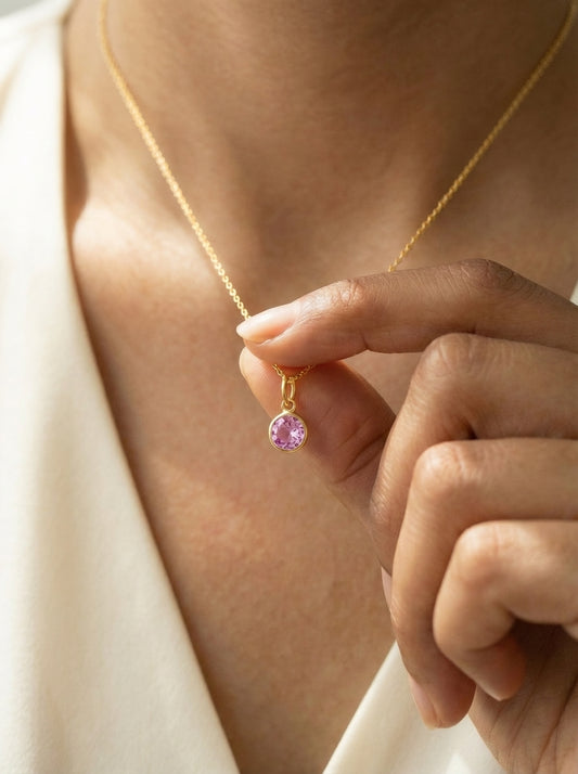 שרשרת עם אבן לידה קריסטל אישית - זהב