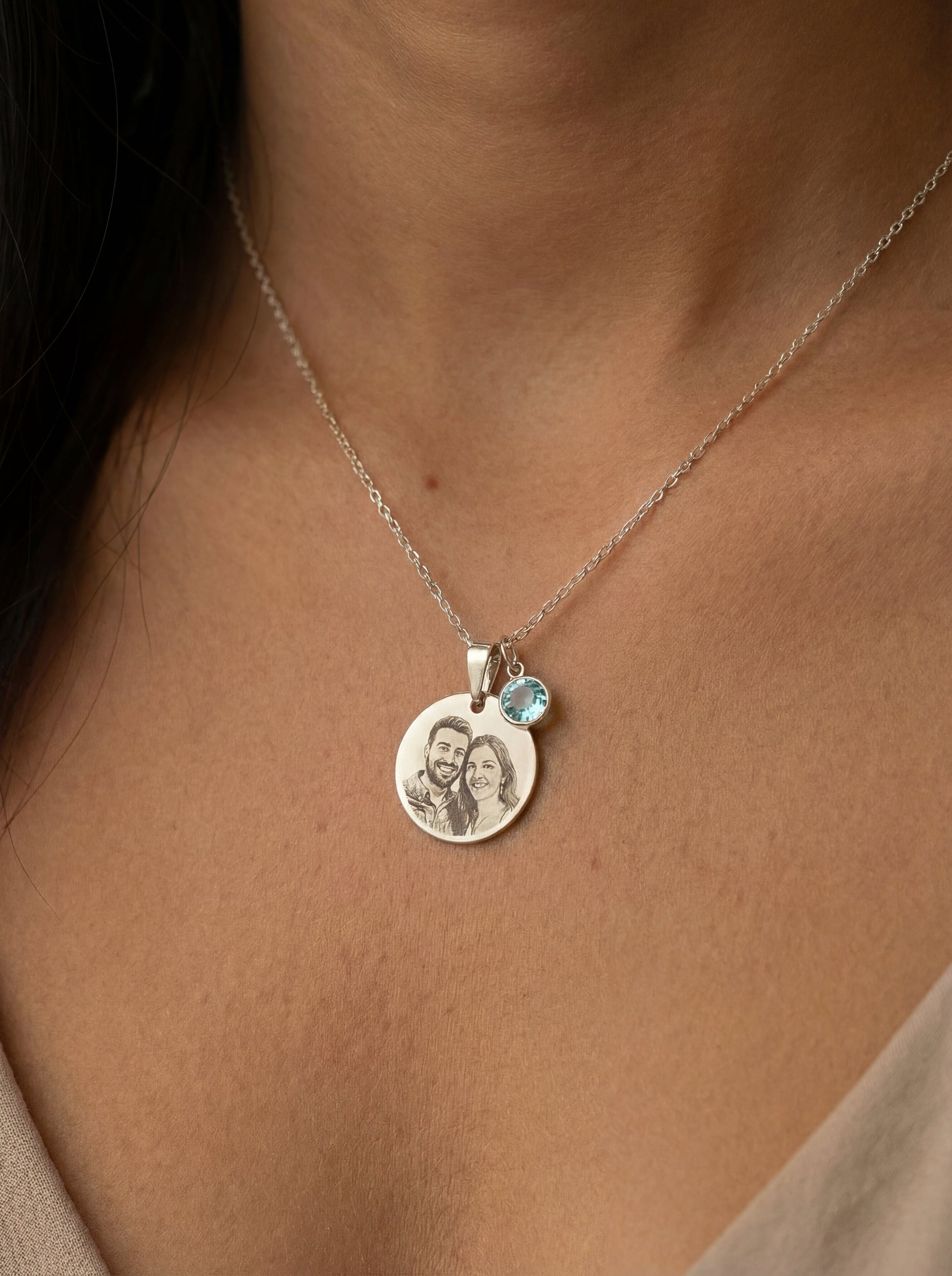 שרשרת חרוטה עיגולה עם תמונה אישית Dream Gifts