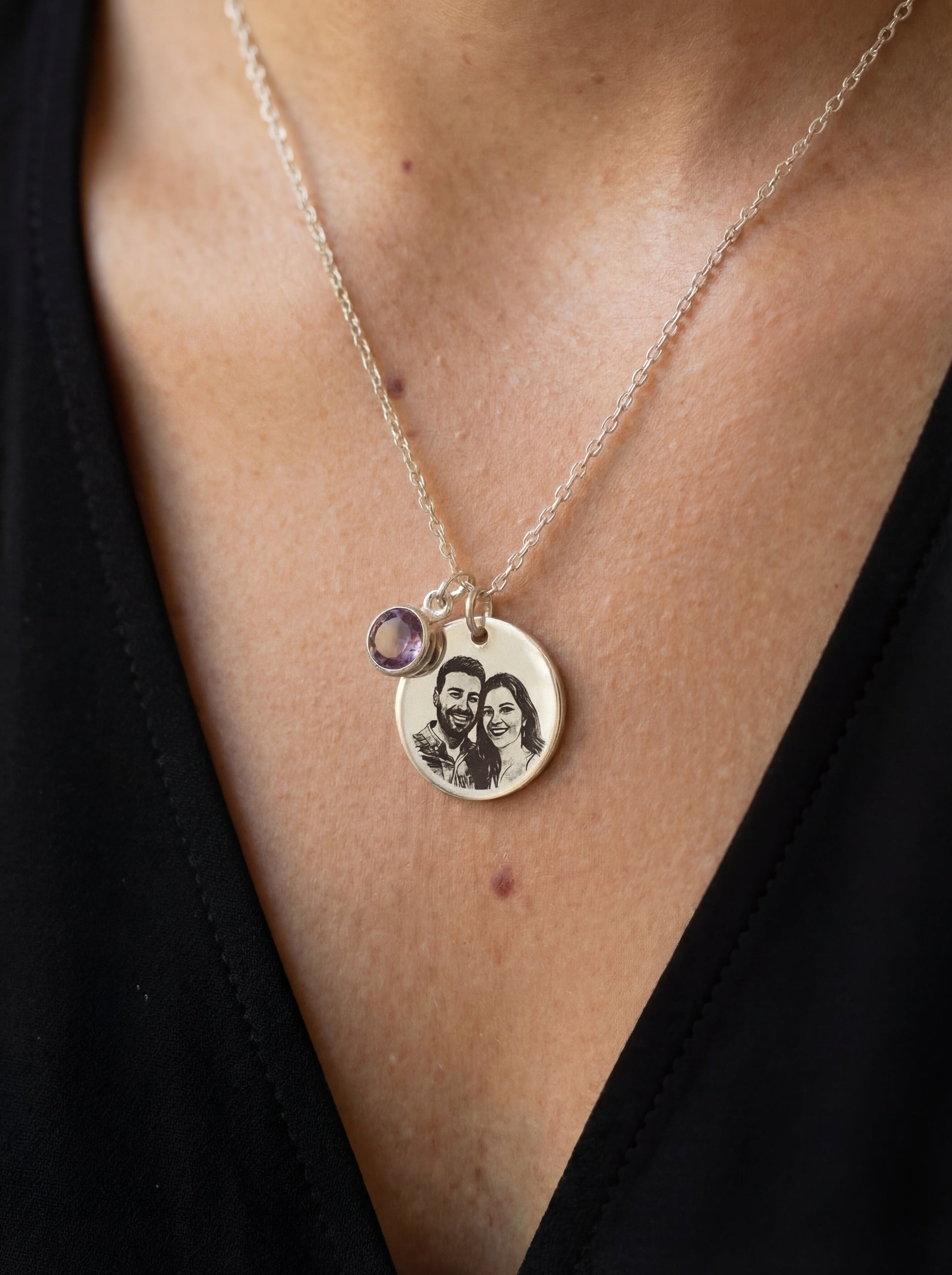 שרשרת חרוטה עיגולה עם תמונה אישית Dream Gifts