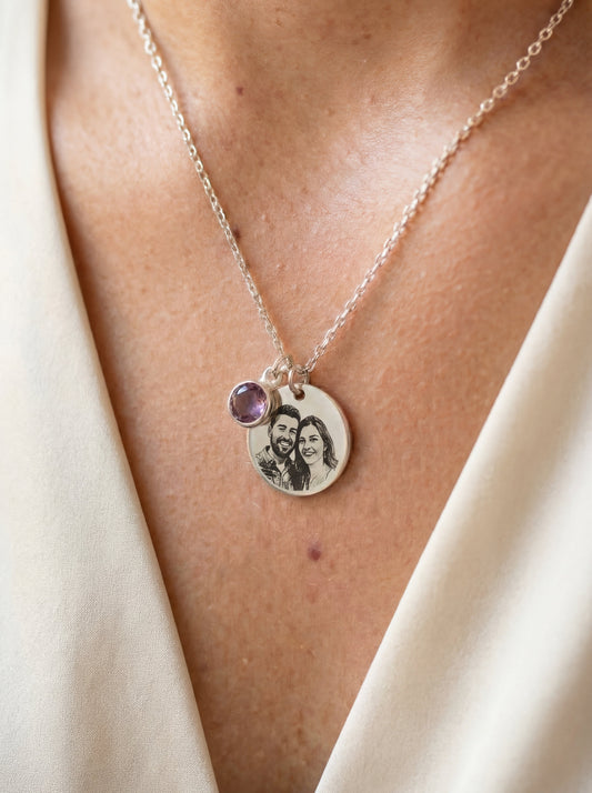 שרשרת חרוטה עיגולה עם תמונה אישית Dream Gifts