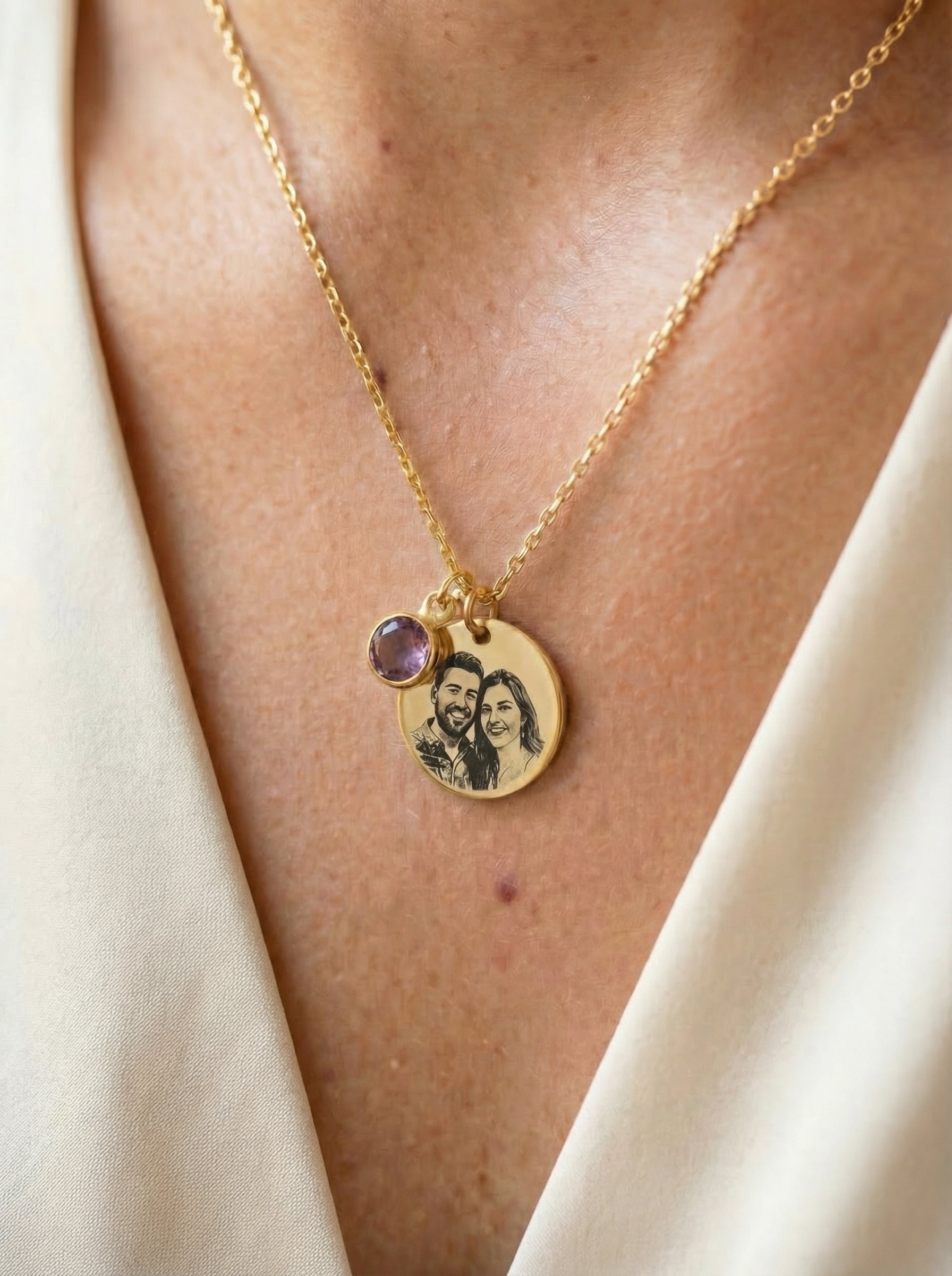 שרשרת חרוטה עיגולה עם תמונה אישית Dream Gifts