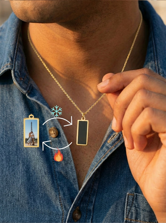 שרשרת מגיב למגע חם מלבן - זהב