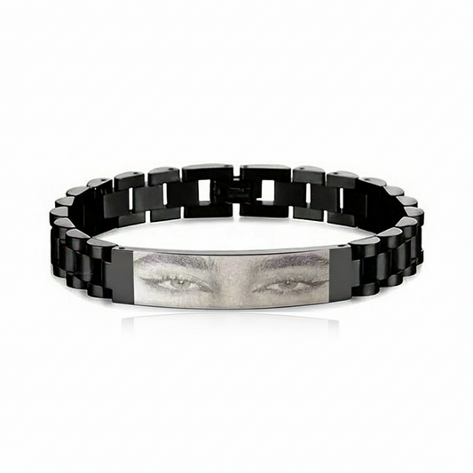 צמיד לגבר,שחור מתנה יוקרתית עם תמונה של חריטה על העין