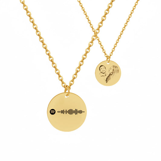 שרשרת עגולה זהב עם חריטת ספוטיפיי
