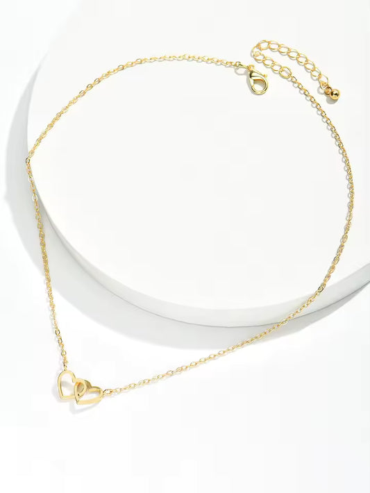 שרשרת  2 לבבות מחוברים עם חריטה