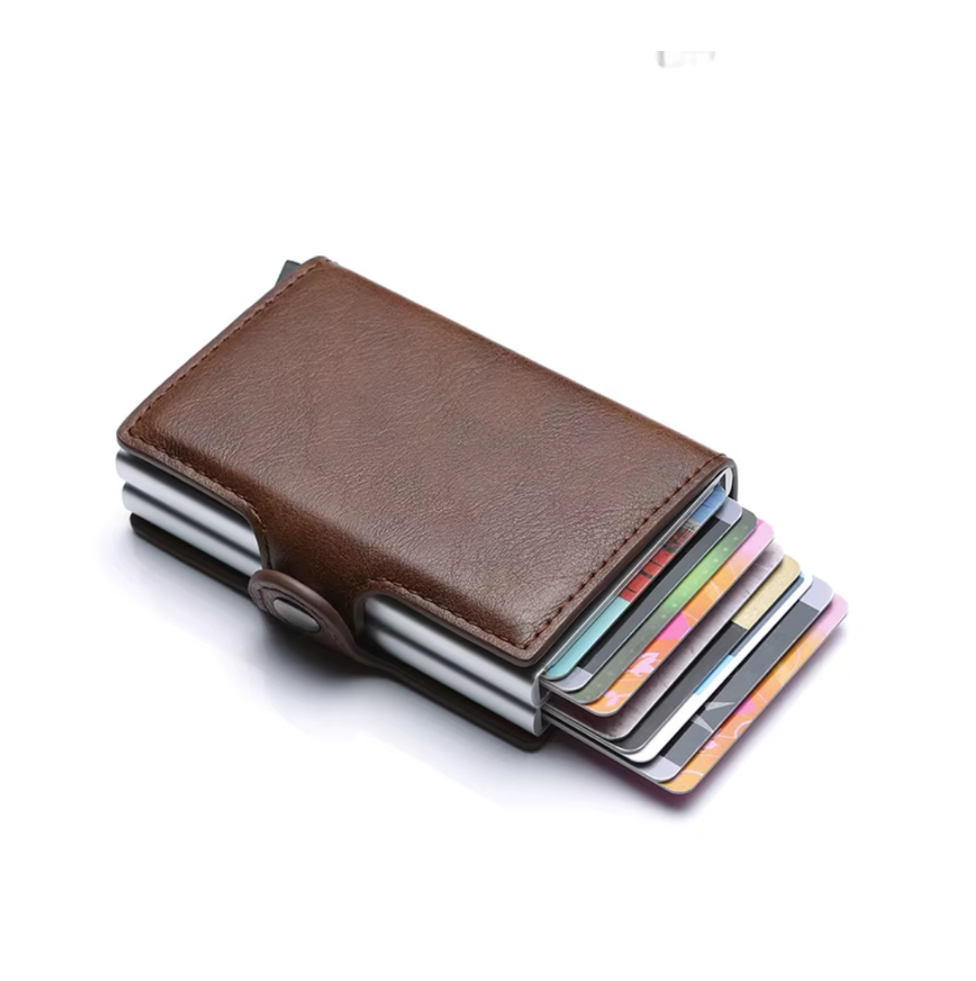 הגנת rfid ארנק אישי לגברים עם תמונה חרוטה ומשפט, מכיל עד 12 כרטיסים