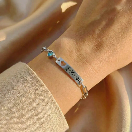 צמיד לאישה תכשיטים עם חריטה אישית של משפט, שם ,תארך למתנה - כסף