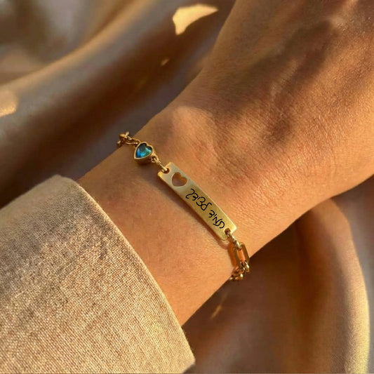 צמיד לאישה תכשיטים עם חריטה אישית של משפט, שם ,תארך למתנה - זהב