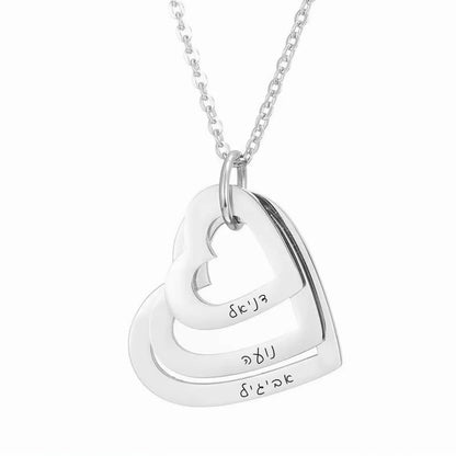 שרשרת לבבות בהתאמה אישית עם עד 4 חריטות שמות Dream Gifts