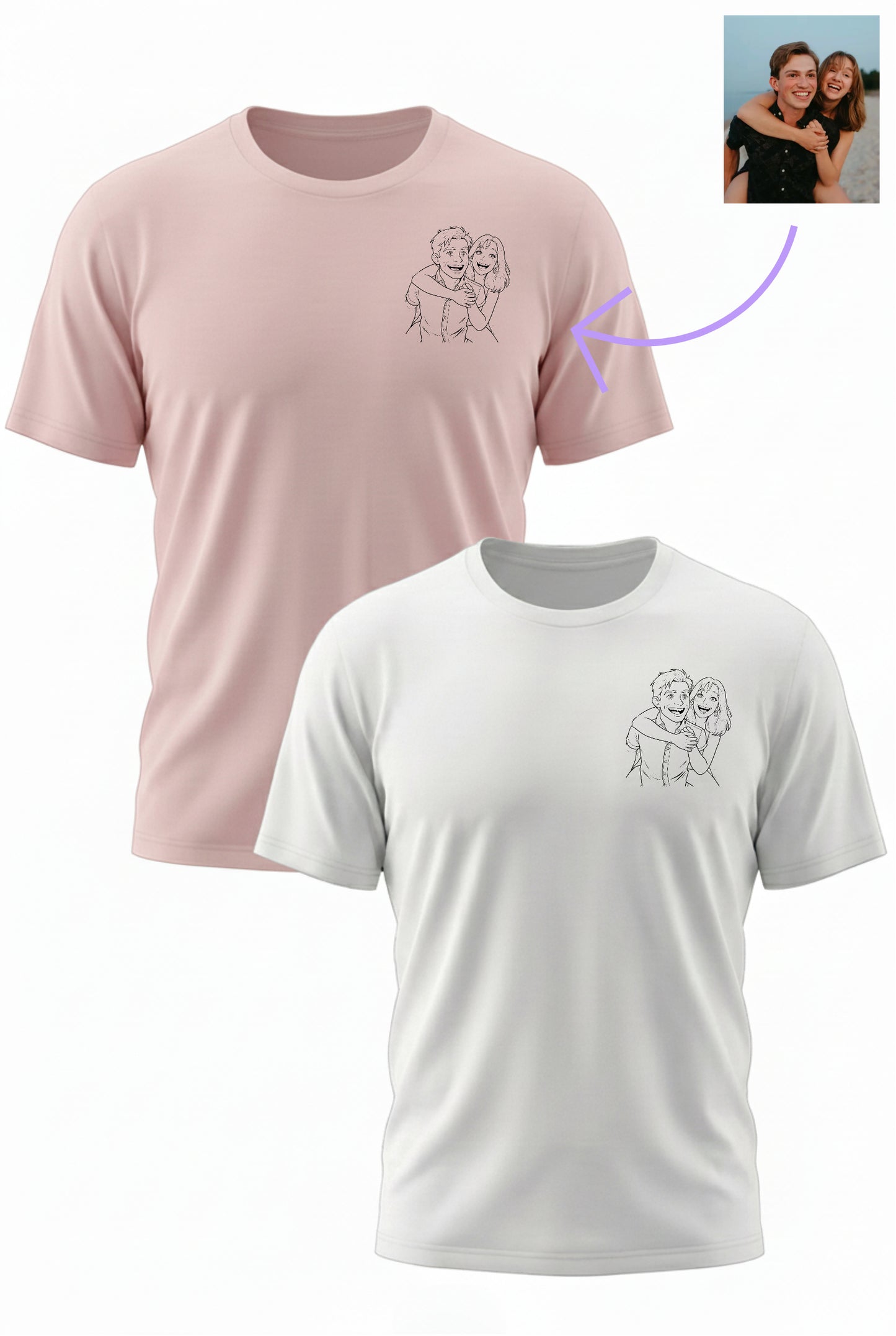 חולצות תואמים לזוגות עם עיצוב תמונה אישי