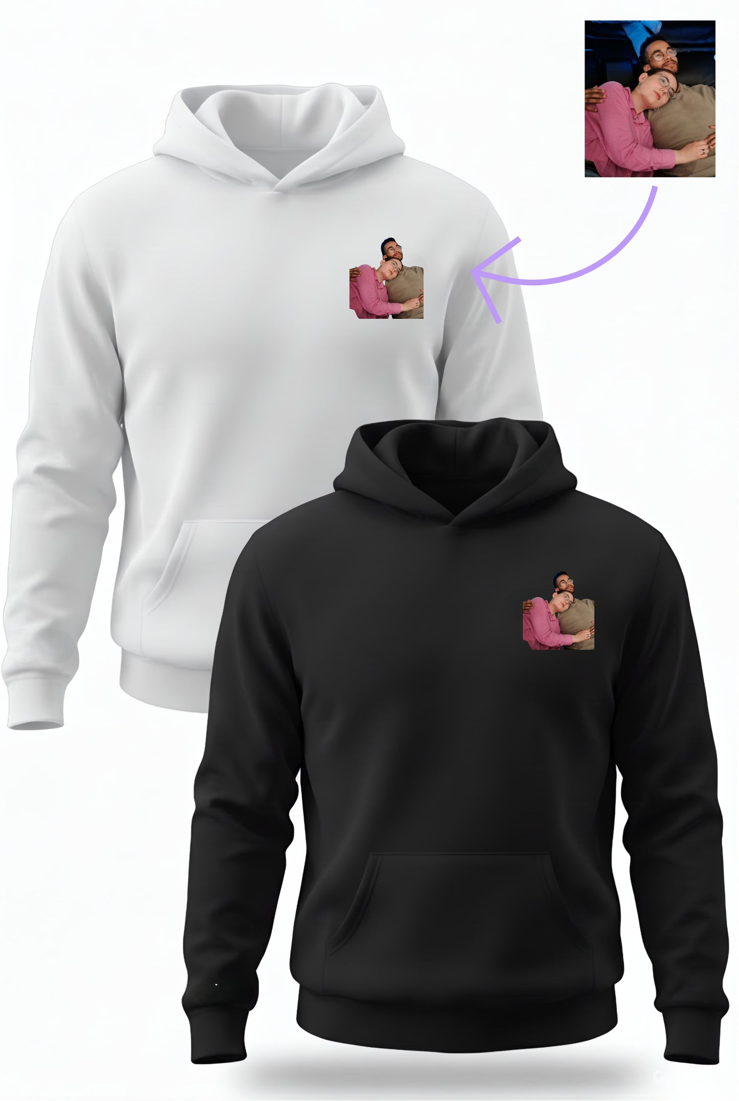 קפוצ'ונים תואמים לזוגות עם עיצוב תמונה אישי