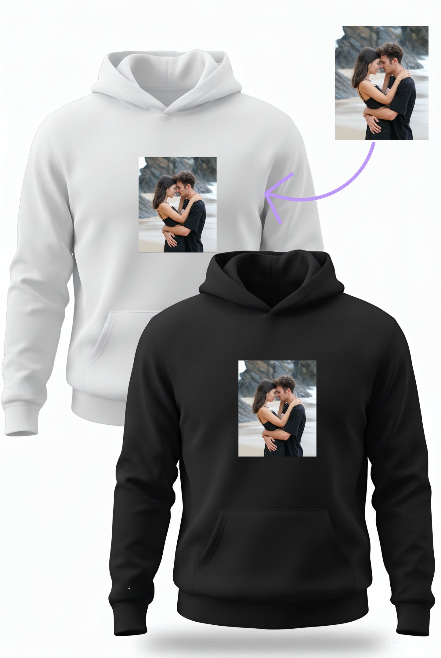 קפוצ'ונים תואמים לזוגות עם עיצוב תמונה אישי