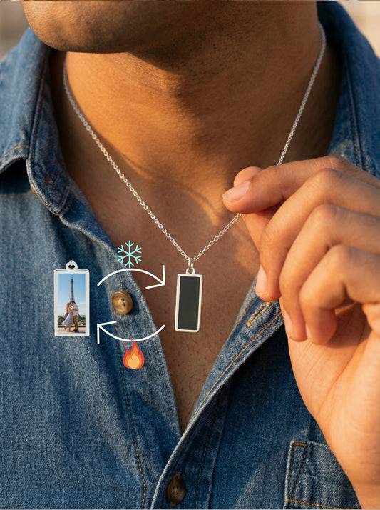 שרשרת מגיב למגע חם מלבן - כסף