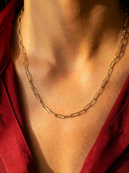 שרשרת מלבניות פייפר קליפ חוליות בעיצוב אלגנטי – שרשרת לולאות אובליות