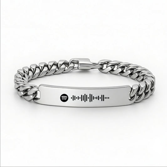 צמיד, מתנה  לגבר עם חריטה של קוד ספוטיפיי