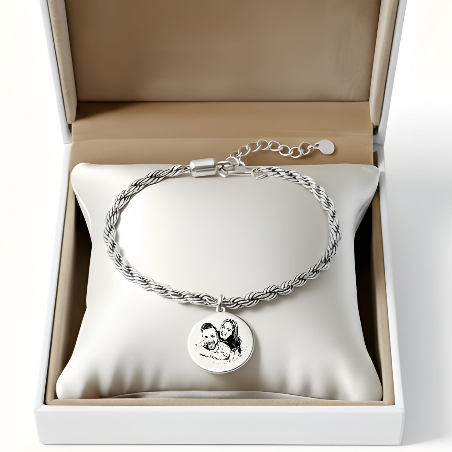 צמיד מיכאלה , כסף מתנה יוקרתית עם חריטת תמונה