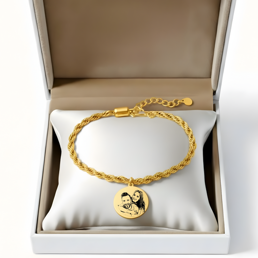 צמיד מיכאלה , זהב מתנה יוקרתית עם חריטת תמונה