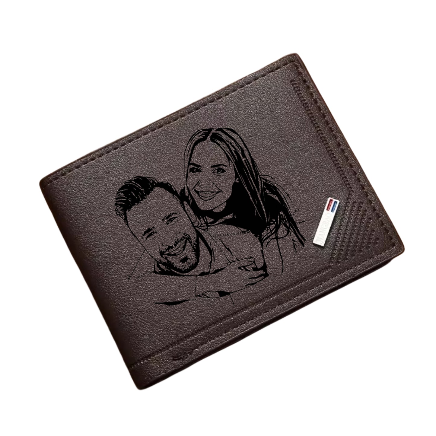 ארנק עור  לגברים בהתאמה אישית עם תמונה חרוטה ומשפט