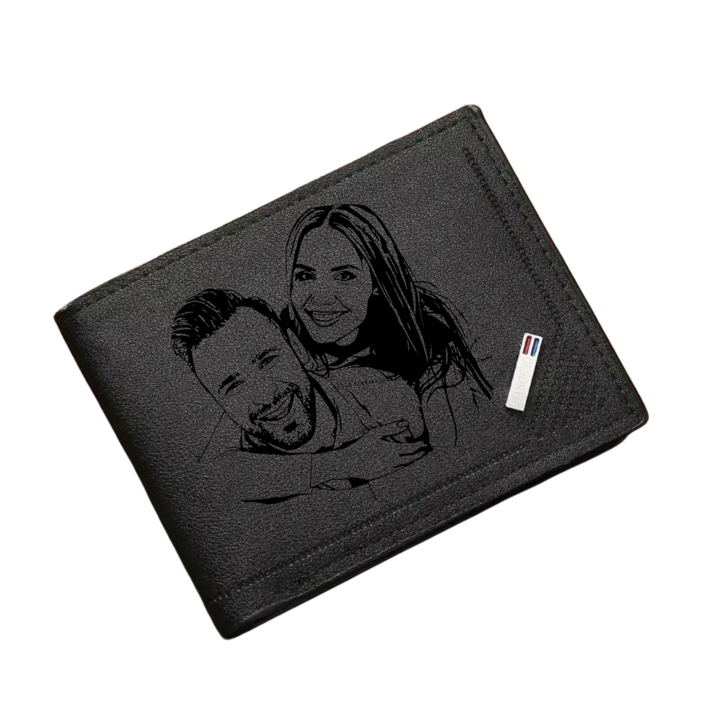 ארנק עור  לגברים בהתאמה אישית עם תמונה חרוטה ומשפט