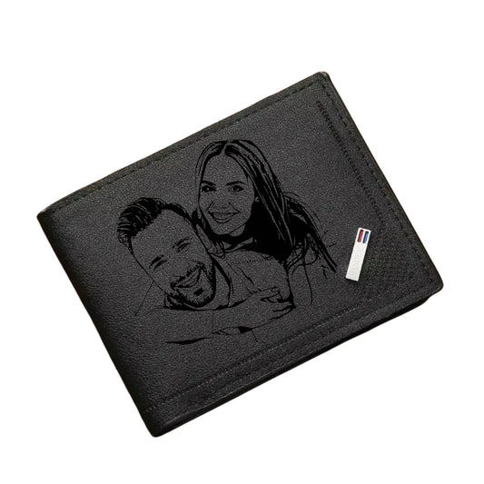 ארנק עור  לגברים בהתאמה אישית עם תמונה חרוטה ומשפט