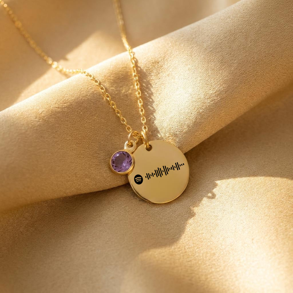 שרשרת עגולה כסף עם חריטת ספוטיפיי