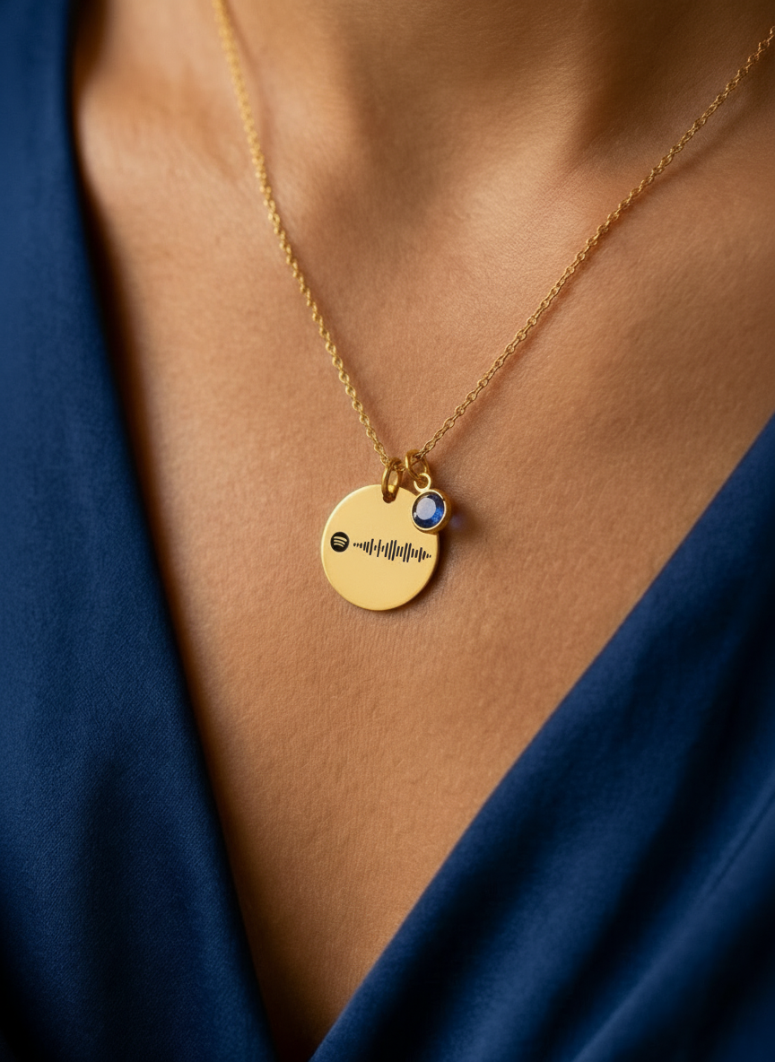 שרשרת עגולה כסף עם חריטת ספוטיפיי Dream Gifts