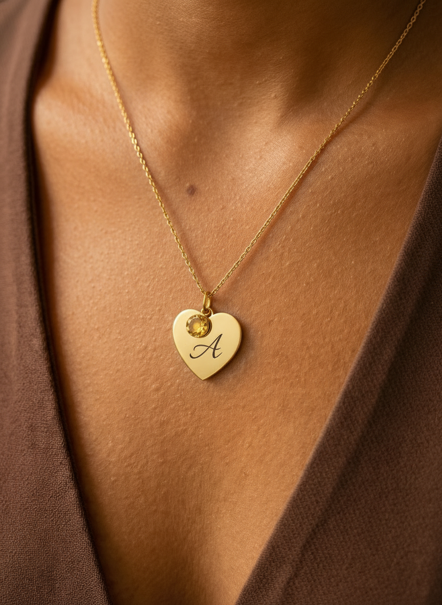 שרשרת לב עם חריטה של אות השם Dream Gifts