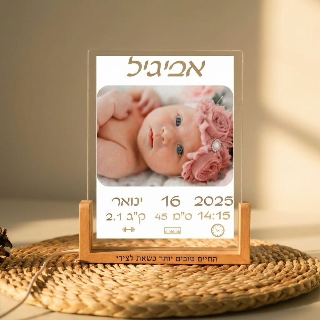 מסגרת תמונה אישית אקריליק זכוכית להולדת תינוק