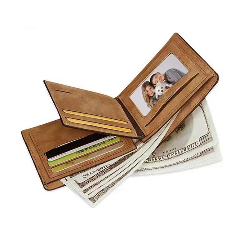 ארנק עור  לגברים בהתאמה אישית עם תמונה חרוטה ומשפט