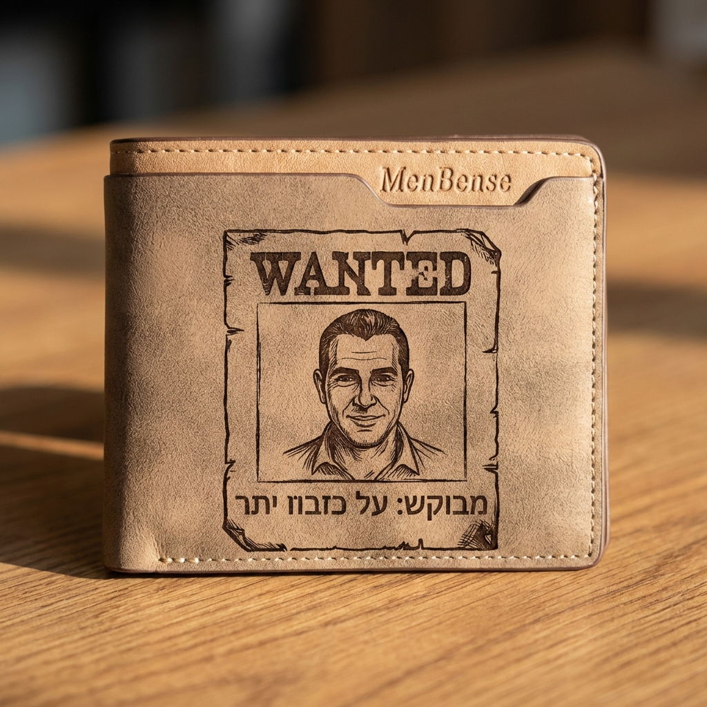 ארנק עור לגברים בהתאמה אישית עם תמונה חרוטה ומשפט