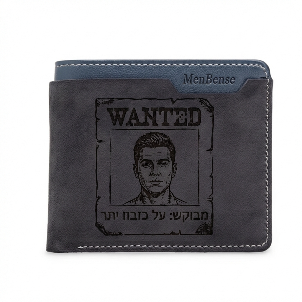 ארנק עור לגברים בהתאמה אישית עם תמונה חרוטה ומשפט