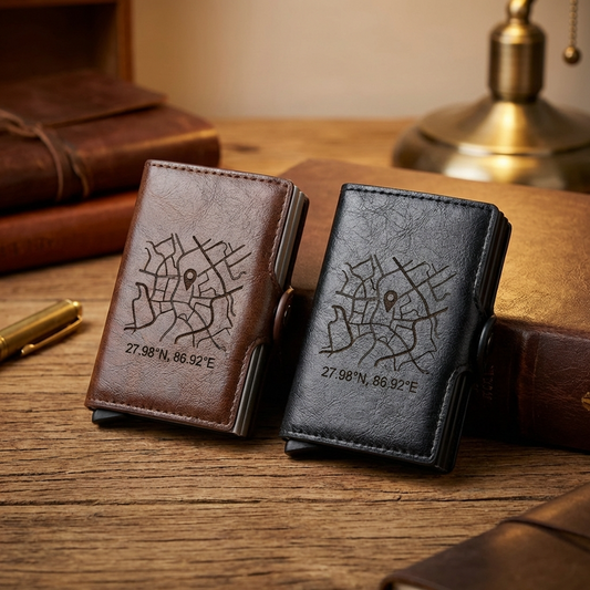 הגנת rfid ארנק אישי לגברים עם תמונה חרוטה ומשפט,מיקום, מכיל עד 12 כרטיסים