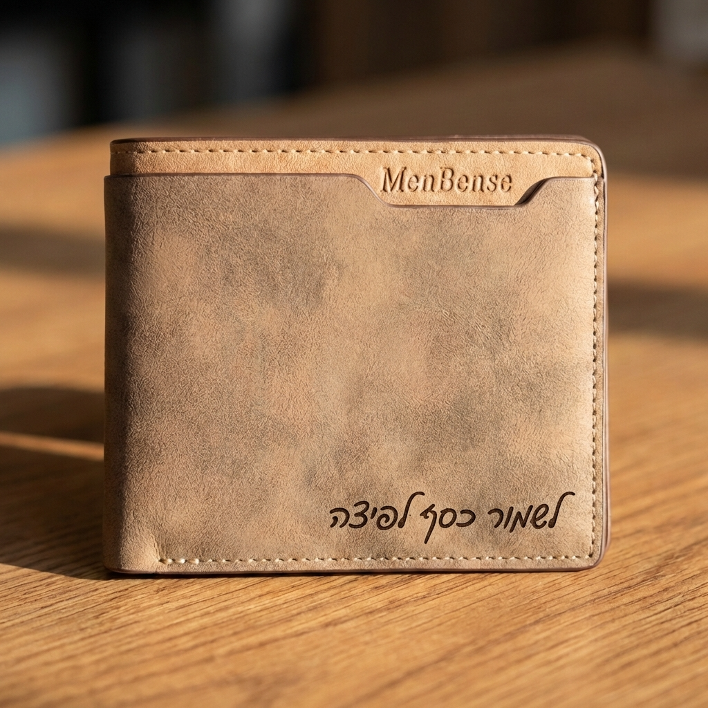 ארנק עור לגברים בהתאמה אישית עם תמונה חרוטה ומשפט