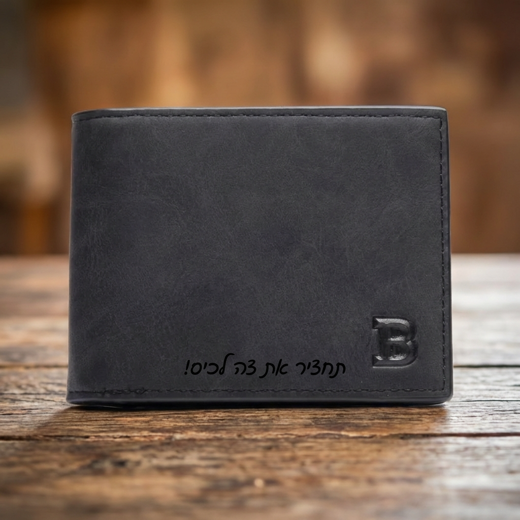 ארנק עור לגברים בהתאמה אישית עם תמונה חרוטה ומשפט
