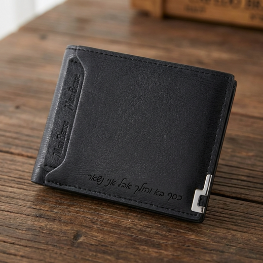 ארנק עור לגברים בהתאמה אישית עם חרוטה של תמונה ומשפט,מיקום שלכם