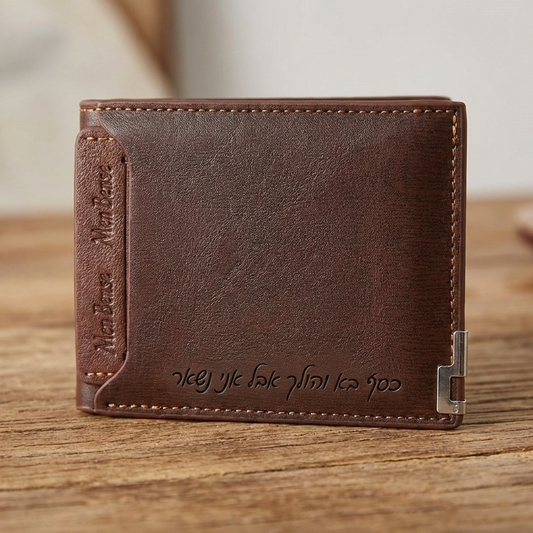 ארנק עור לגברים בהתאמה אישית עם חרוטה של תמונה ומשפט,מיקום שלכם