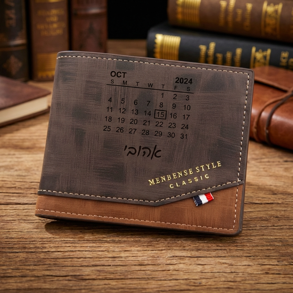 ארנק עור לגברים בהתאמה אישית עם תמונה חרוטה ומשפט