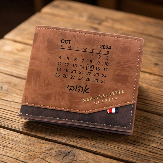 ארנק עור לגברים בהתאמה אישית עם תמונה חרוטה ומשפט