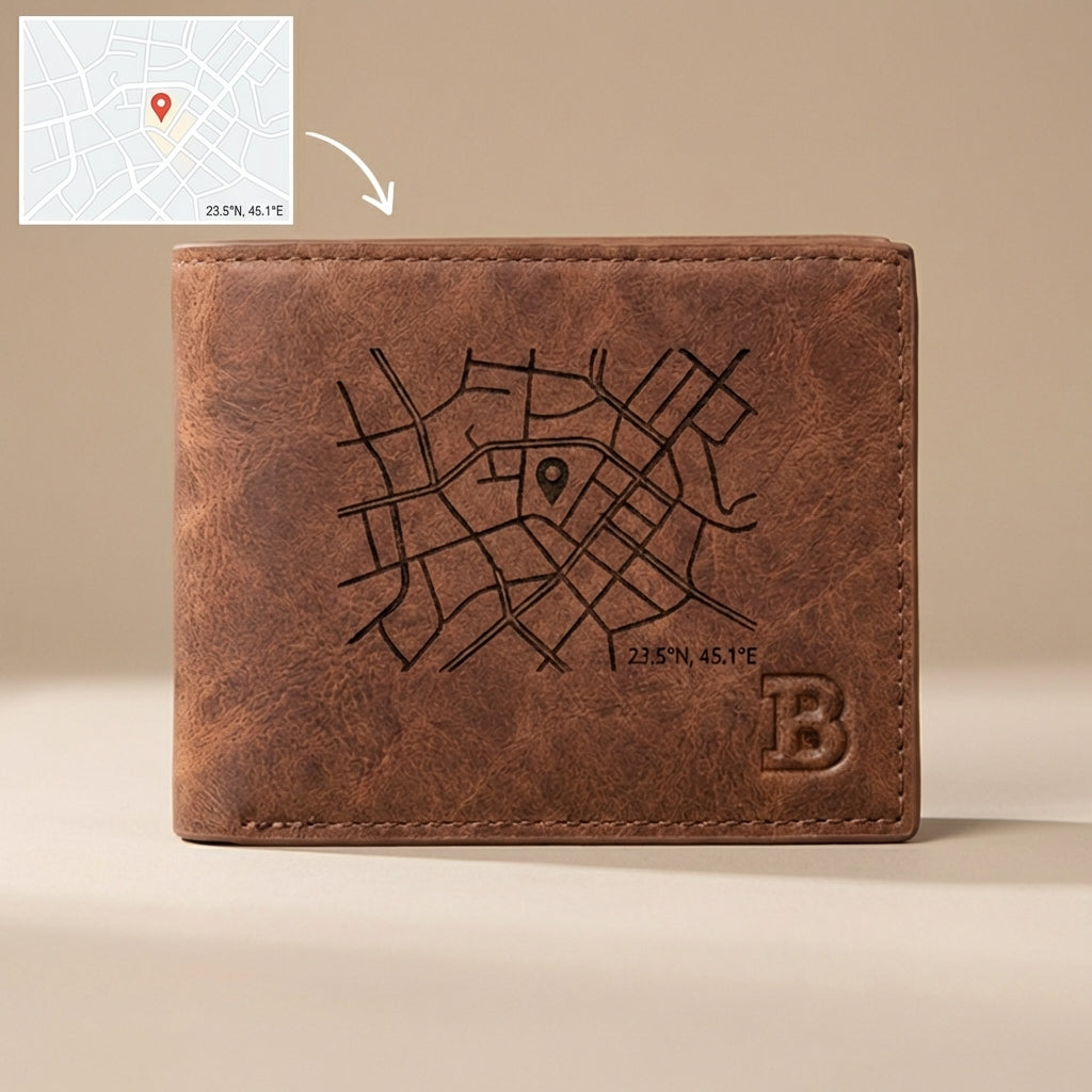 ארנק עור לגברים בהתאמה אישית עם תמונה חרוטה ומשפט