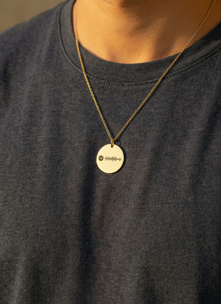 שרשרת עגולה עם חריטת ספוטיפיי Dream Gifts