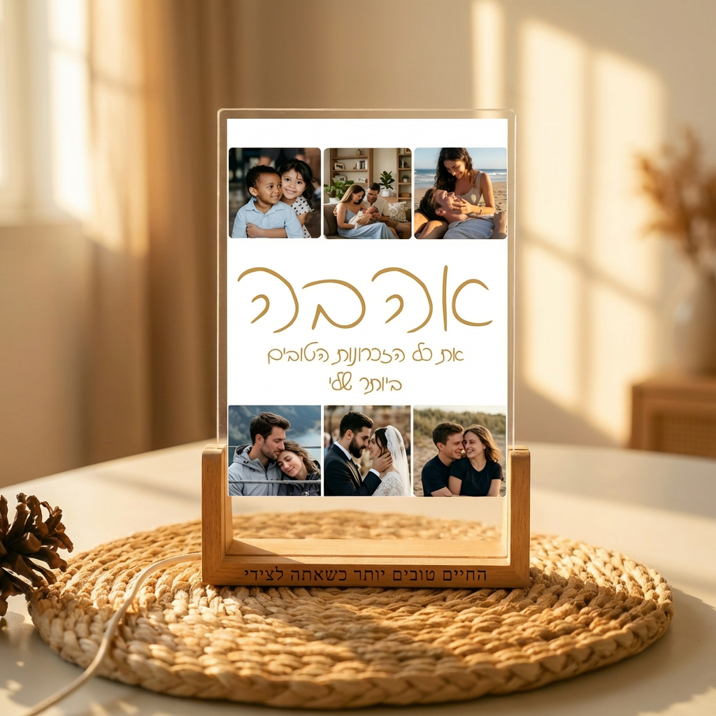 מסגרת תמונה אישית עם 6 תמונות + מילה ומשפט אישי במרכז